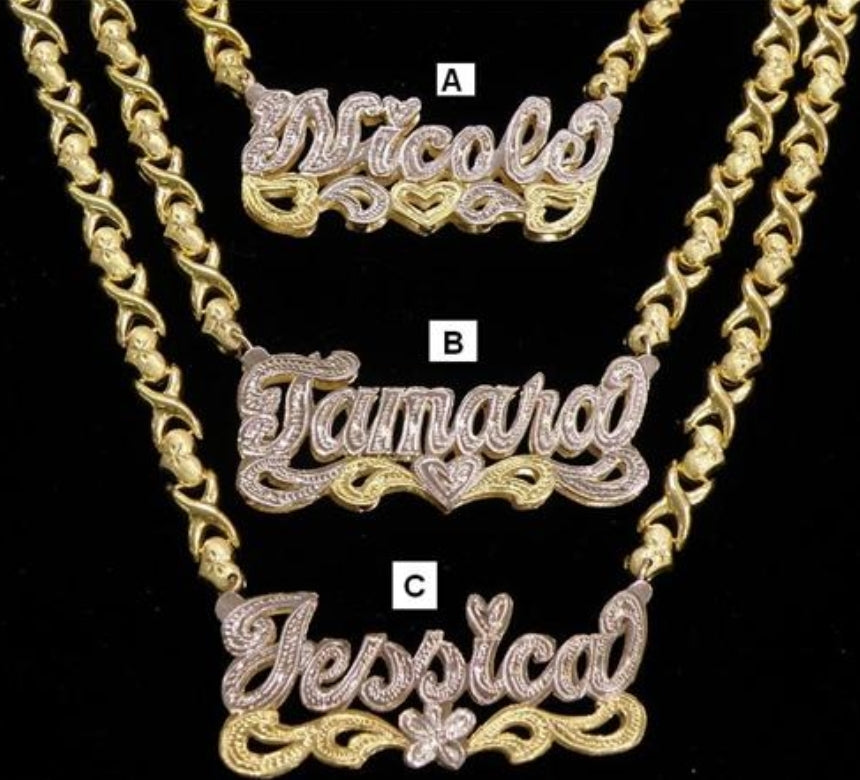 personalized double name plate necklace xoxo chain gold custom jewelry gift
