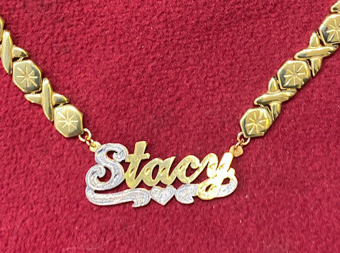 personalized name necklace 3d double plated xoxo chain