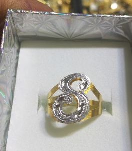 Personalized 14k GP Any 3D initial name Ring script letter