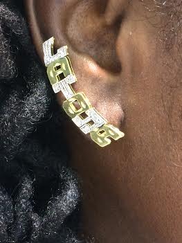 Personalized single plate Any Nameplate stud Name Earrings banana style
