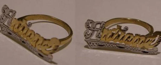 10k -14k-  gold overlay - silver- ANY flat Name Ring Personalized round ring single plate