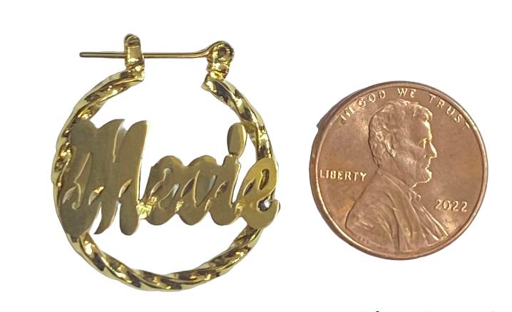 personalized baby hoop name earrings twisty 3/4"
