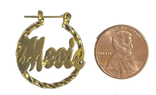 personalized baby hoop name earrings twisty 3/4"