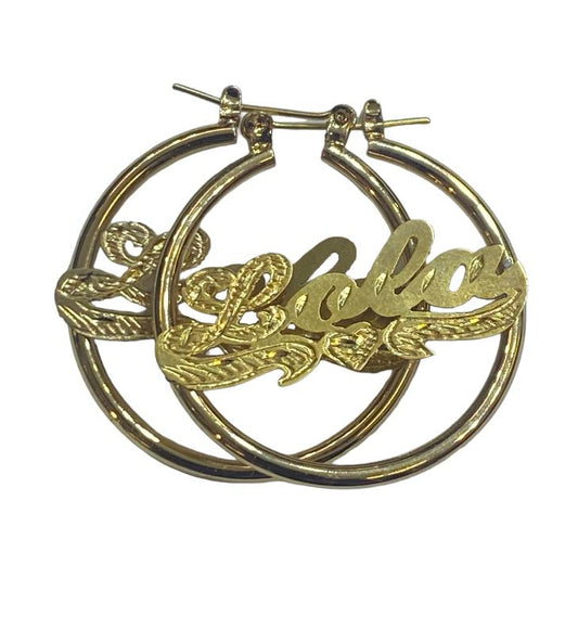 personalized plain hoop name earrings 1" . 1 1/2" . 2". 2 1/2" . 3" . 4"
