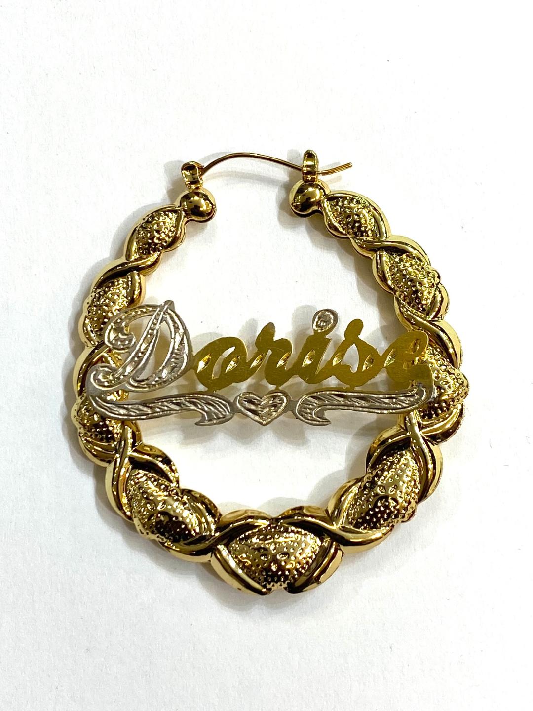 Personalized Name Bamboo hoop Earrings xoxo 2" inch