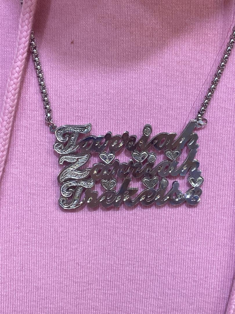 3 name name necklace big size gold color or silver