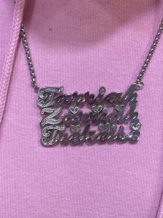 3 name name necklace big size gold color or silver