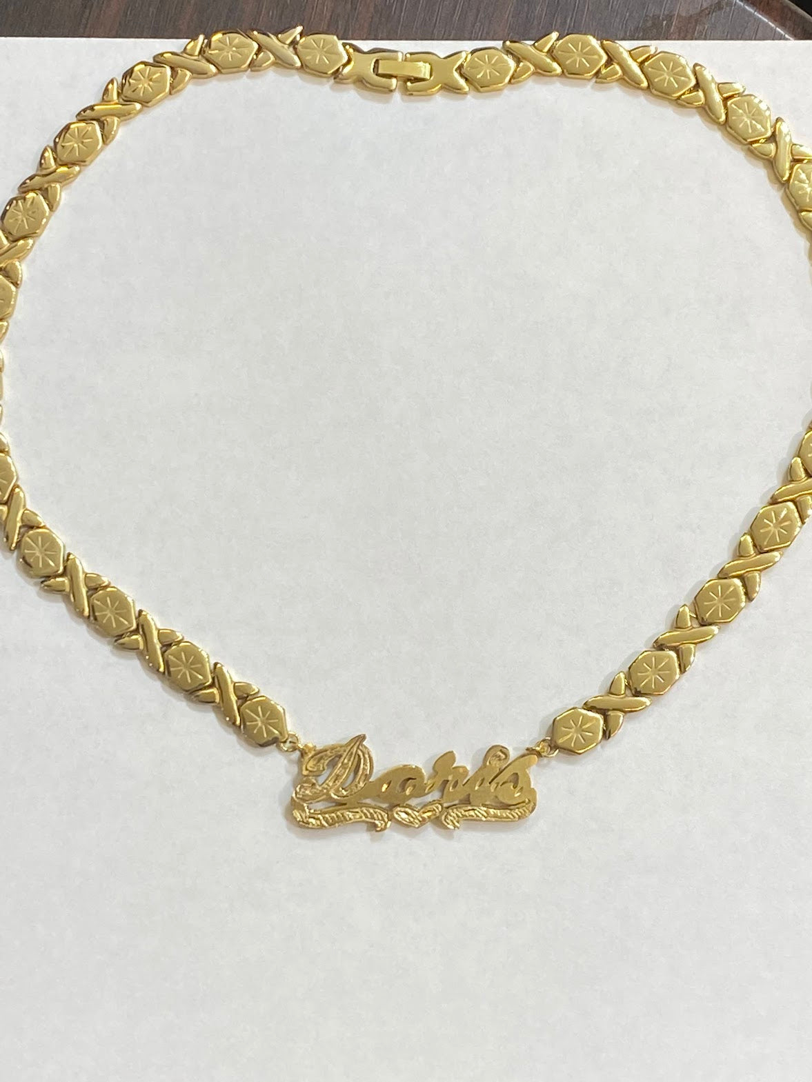 Gold Overlay Double Name Plate Necklace xoxo chain 3D Personalized