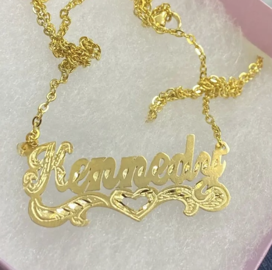 14k Gold Plate Personalized Any Name Single Plate Nameplate Necklace/z4