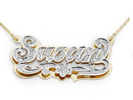“custom 10k 14k gold 3d double plated name necklace with chain”