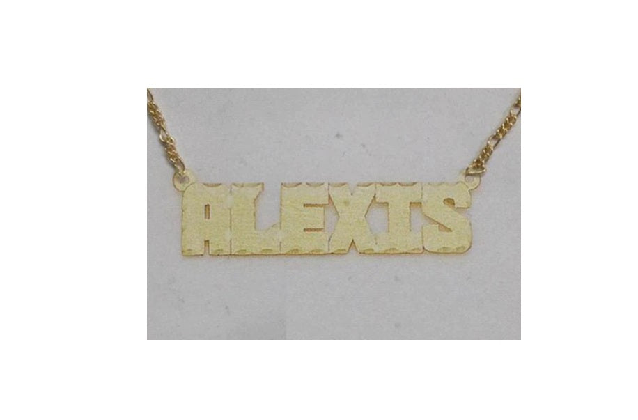“14K gold plate personalized block letter single plate nameplate necklace”