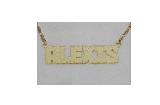 “14K gold plate personalized block letter single plate nameplate necklace”