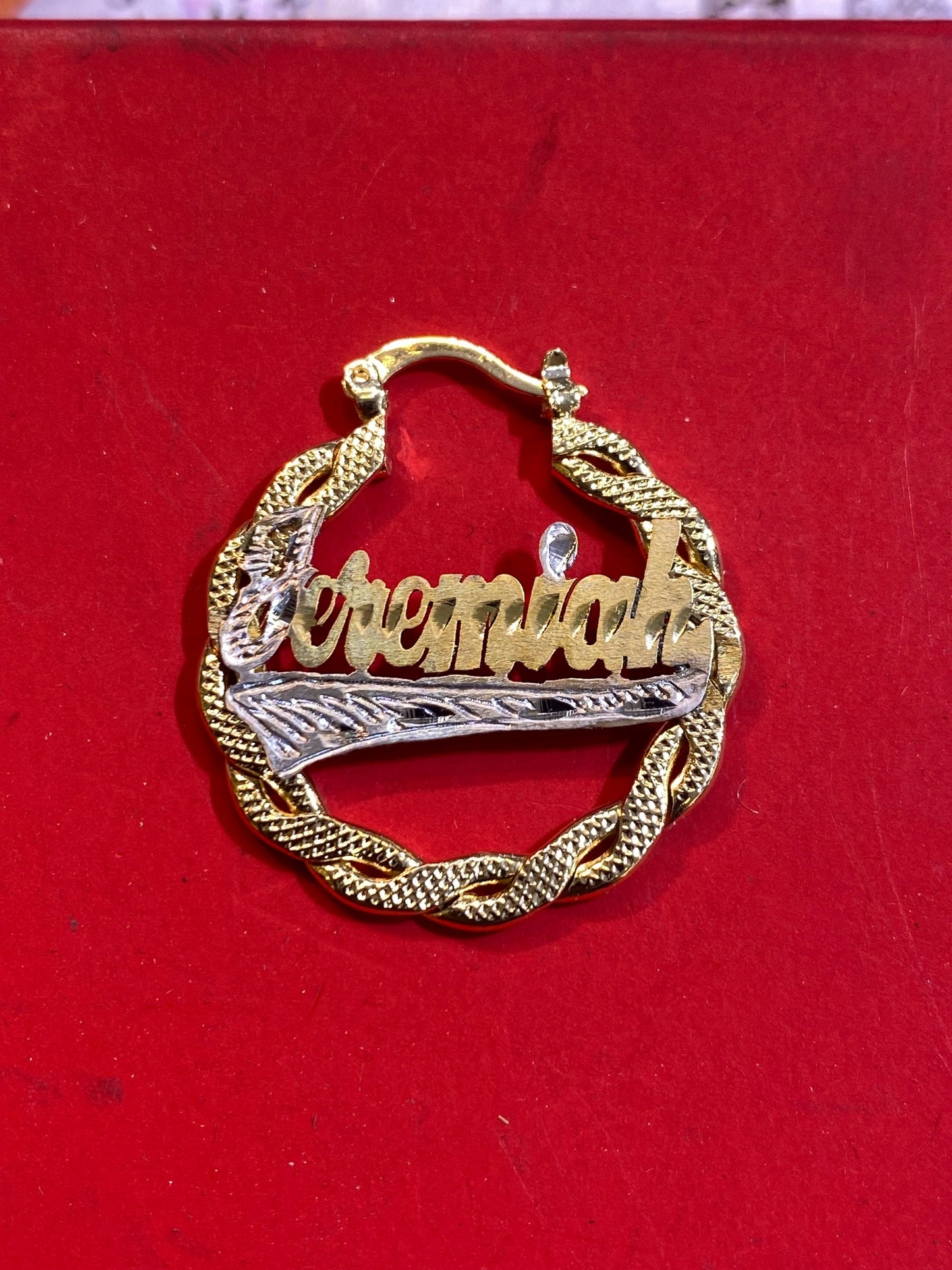 1 inch name hoop earrings