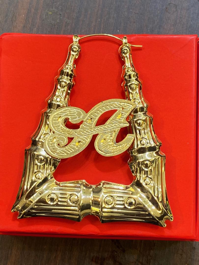 3 initial name earrings