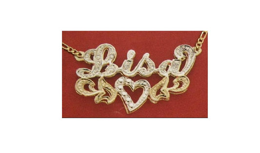 “personalized 3D double plate name necklace gold