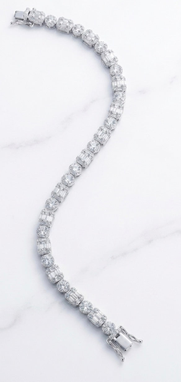 925 Sterling Silver Fancy Bracelet for Women | Elegant Ladies Bracelet 7” #a2