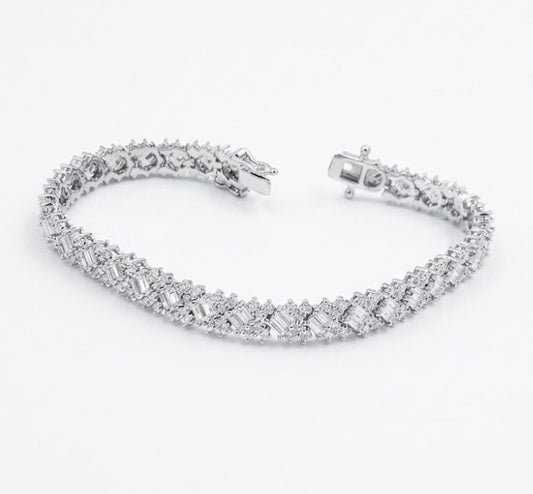 925 Sterling Silver Fancy Bracelet for Women | Elegant Ladies Bracelet 7” #a3