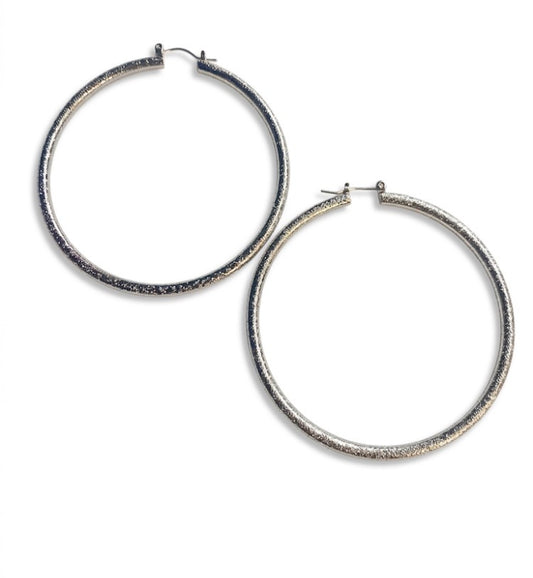 silver plated hoop earrings 2 1/4 " inch