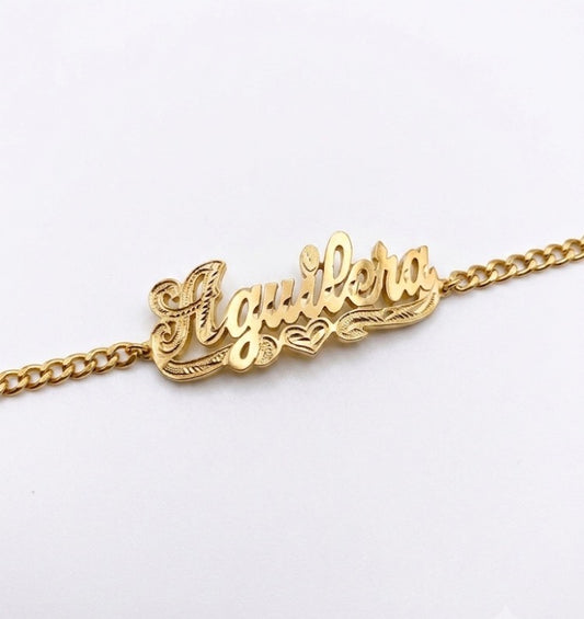Personalized Double 3D Name Bracelet Nameplate Bracelet 5 1/2"  6 1/2" 7 1/2" 8"
