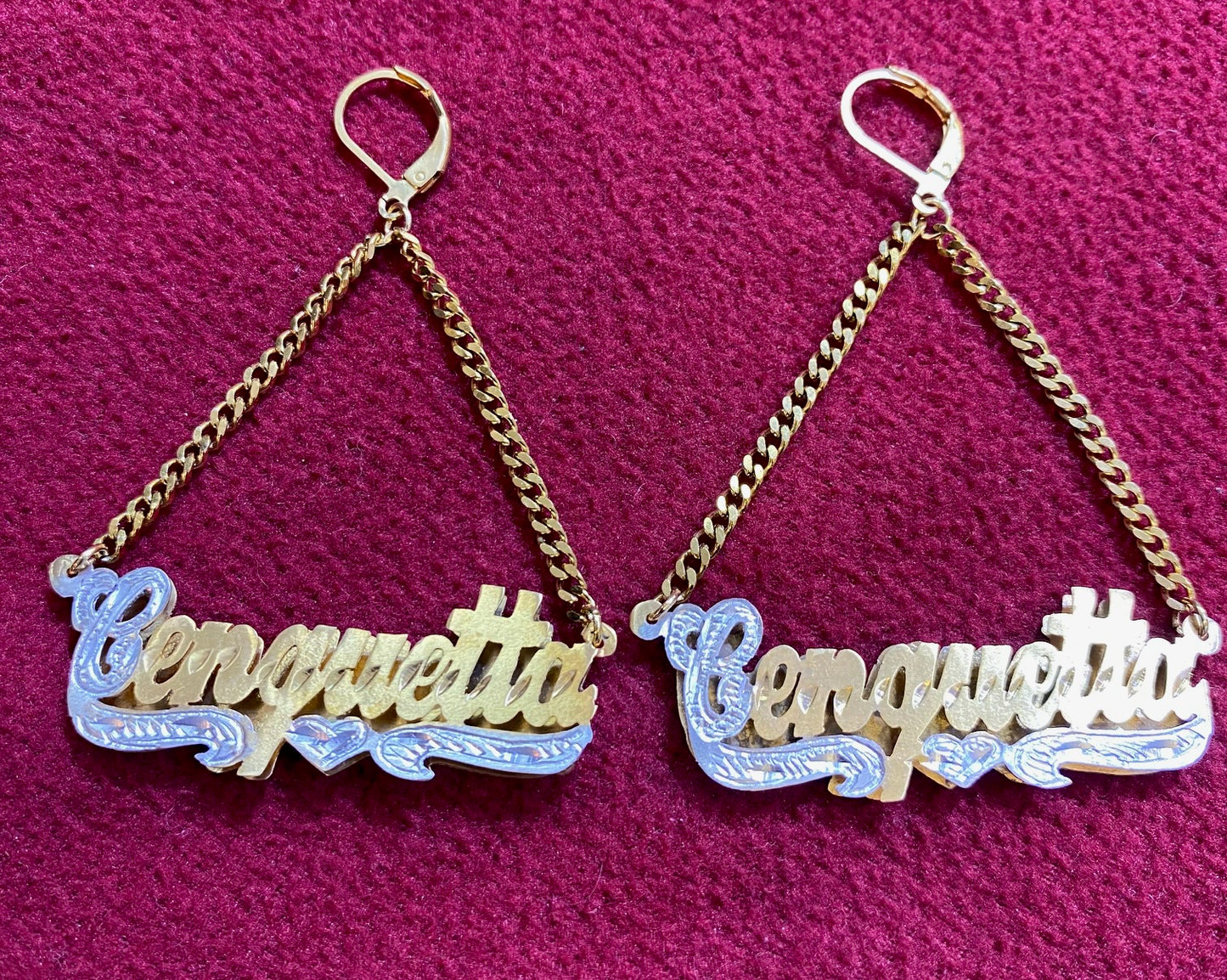 personalized dangling name earrings