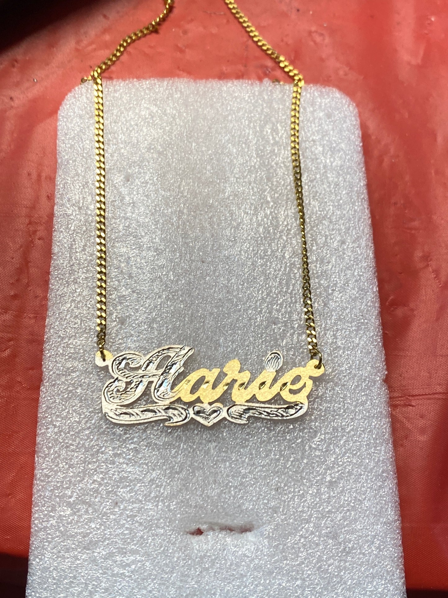 personalized name necklace with heart /a4