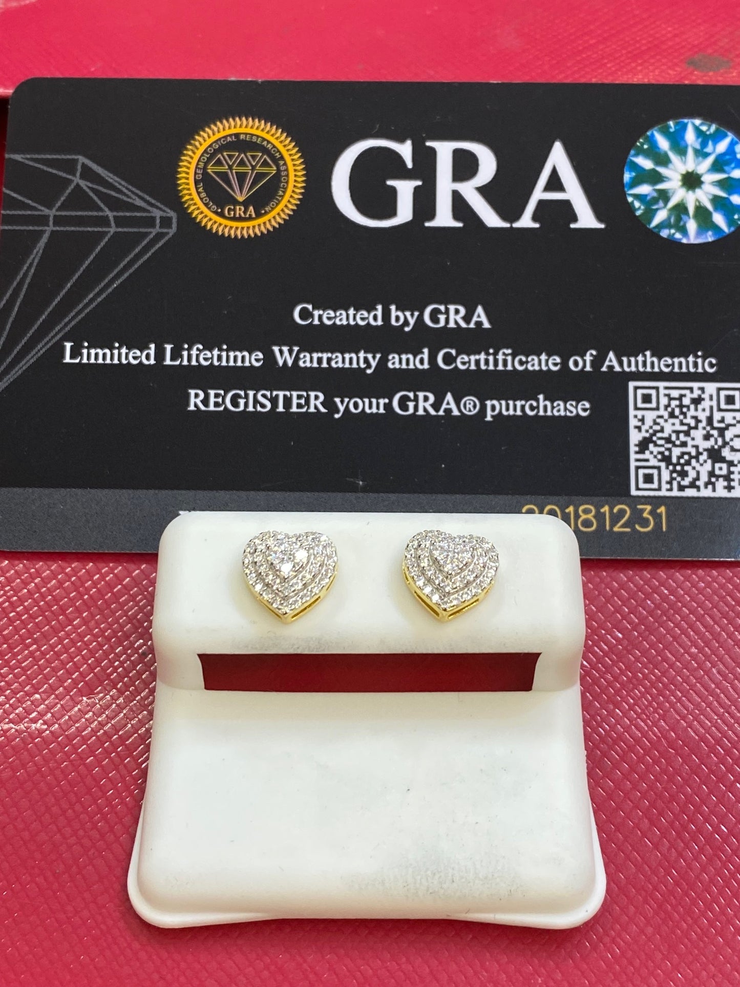 Moissanite Studs heart Cluster Earrings Real 14k Gold Over 925 Silver 9mm