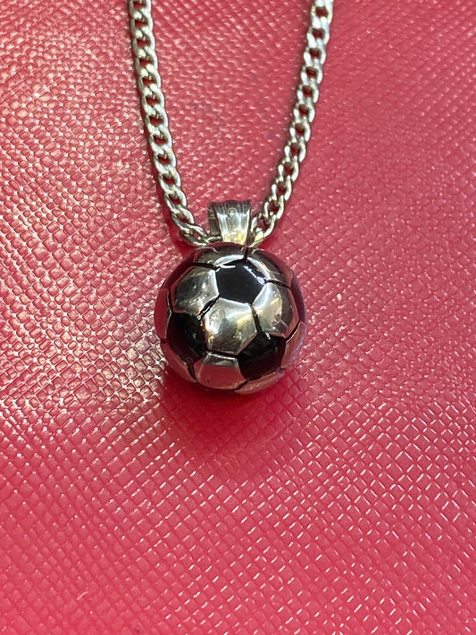 Silver Soccer Ball Necklace, Football, Fifa Pendant Futball - MLS, World Cup