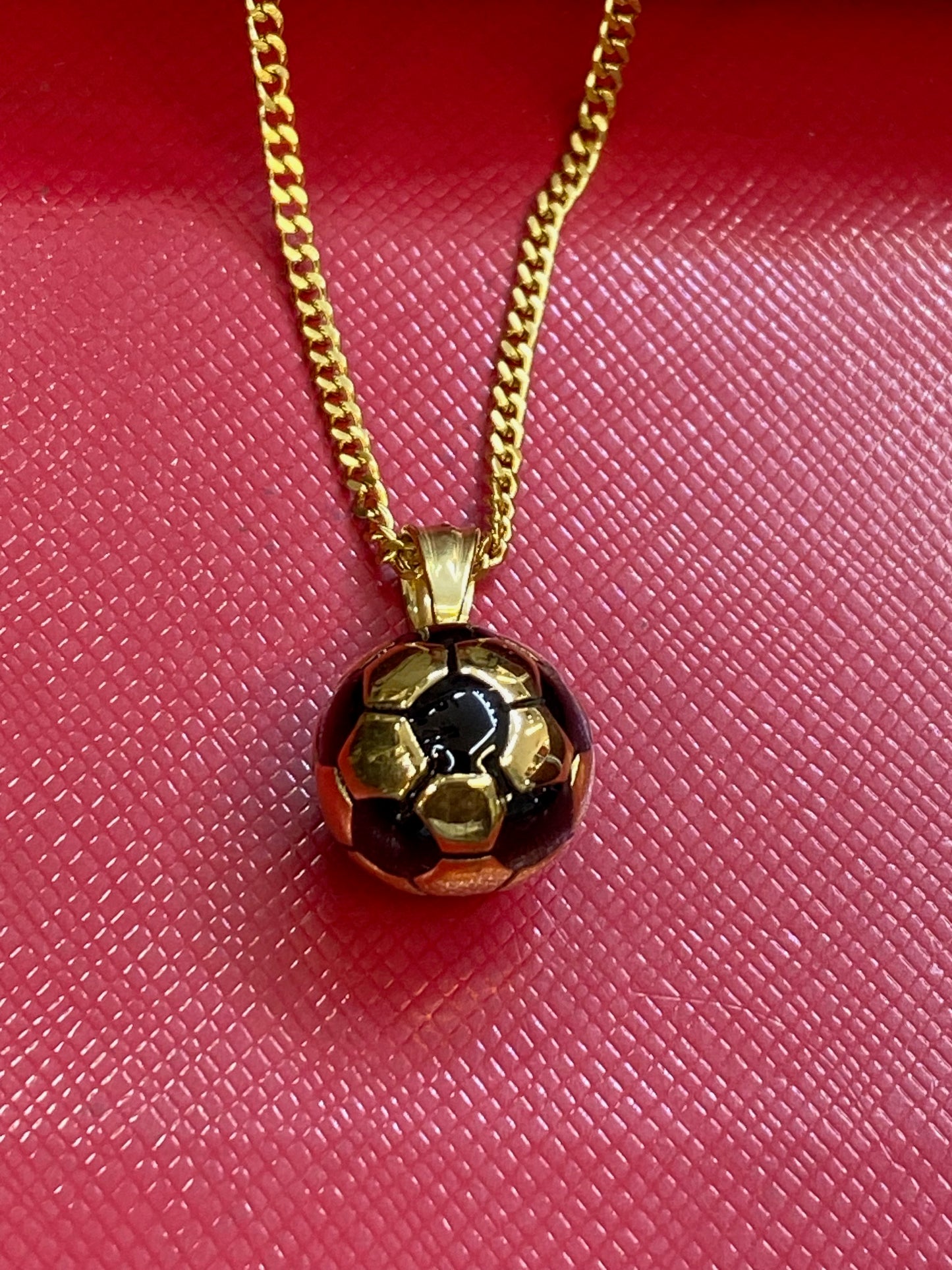 gold steel Soccer Ball Necklace, Football, Fifa Pendant Futball - MLS, World Cup