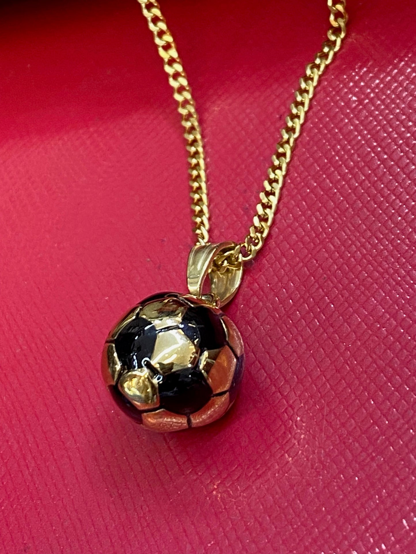 gold steel Soccer Ball Necklace, Football, Fifa Pendant Futball - MLS, World Cup