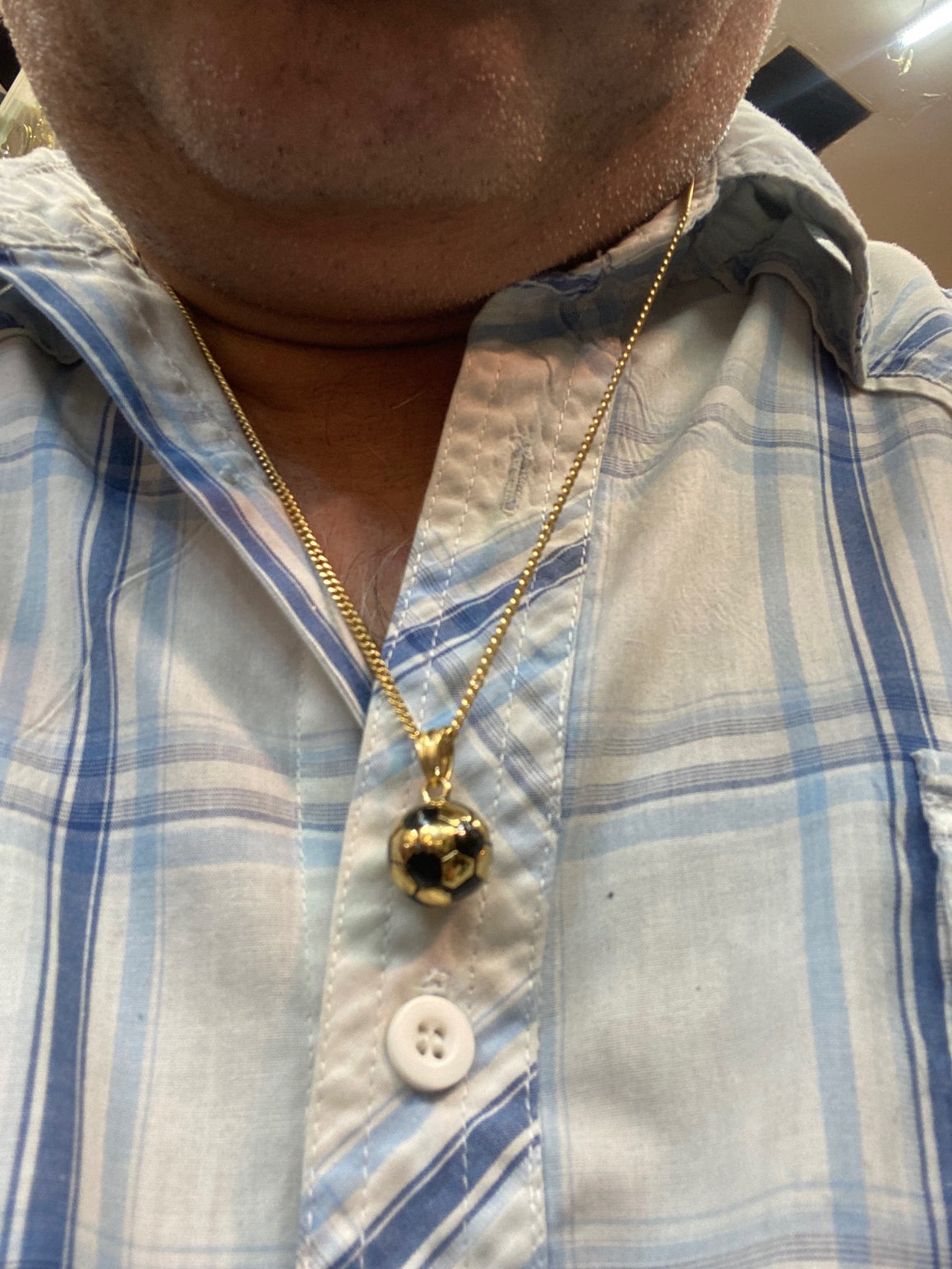 gold steel Soccer Ball Necklace, Football, Fifa Pendant Futball - MLS, World Cup