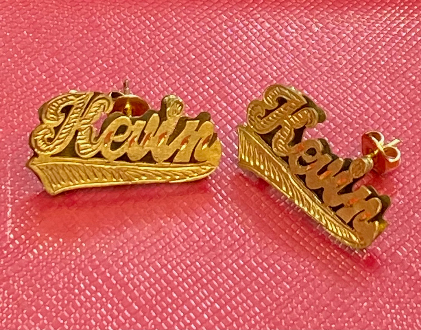 personalized stud name earring one set (two side ) stright tail