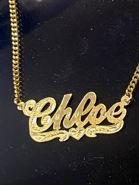 personalized name necklace with heart tail