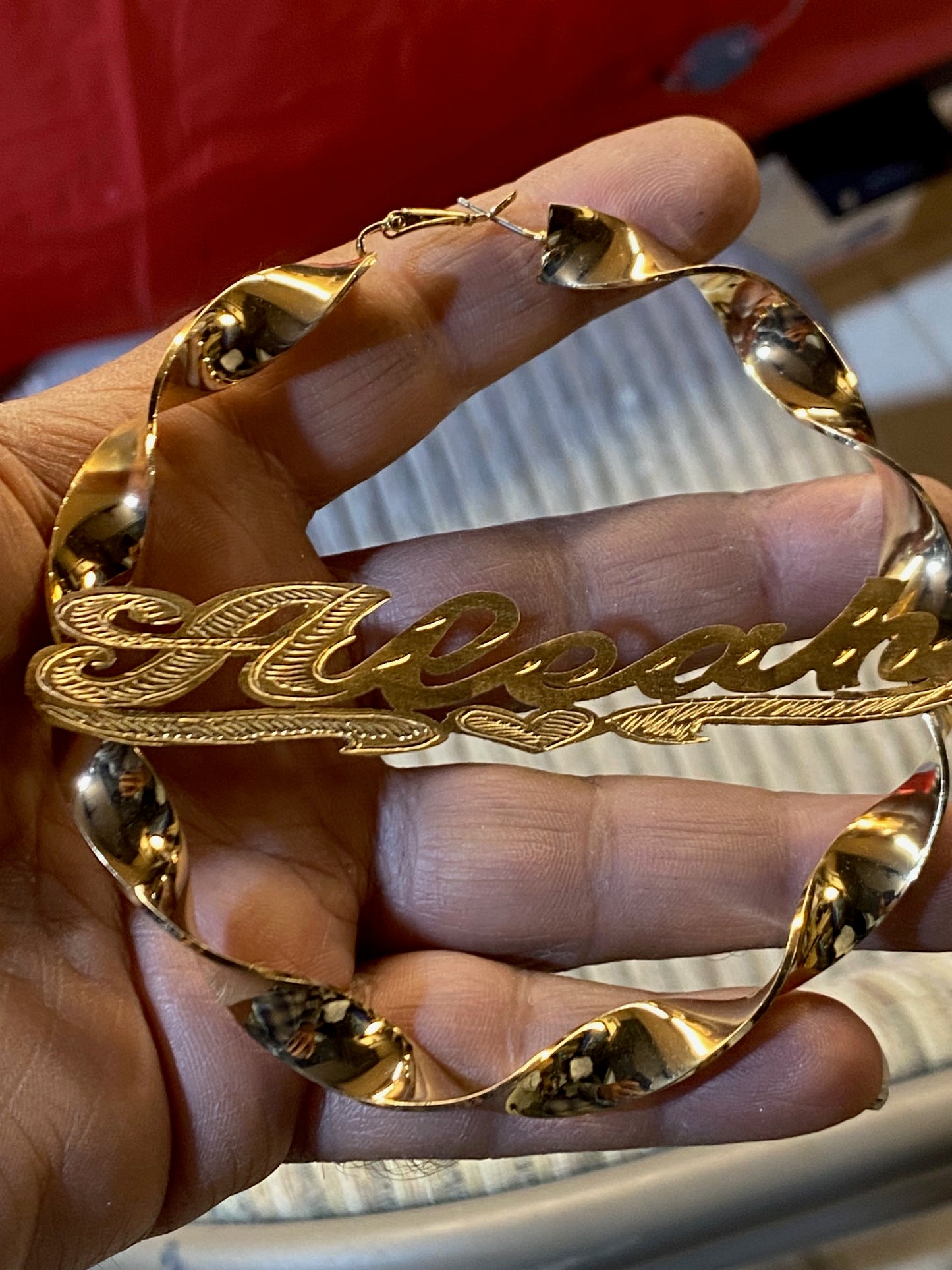 Personalized 4 Inch Twisted Name Hoop Earrings – Custom Large Twist Hoop Earrings Bold Statement