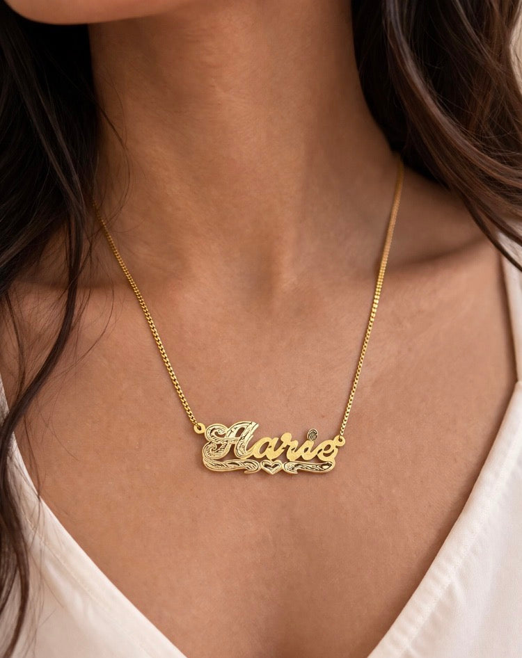 personalized name necklace with heart /a4