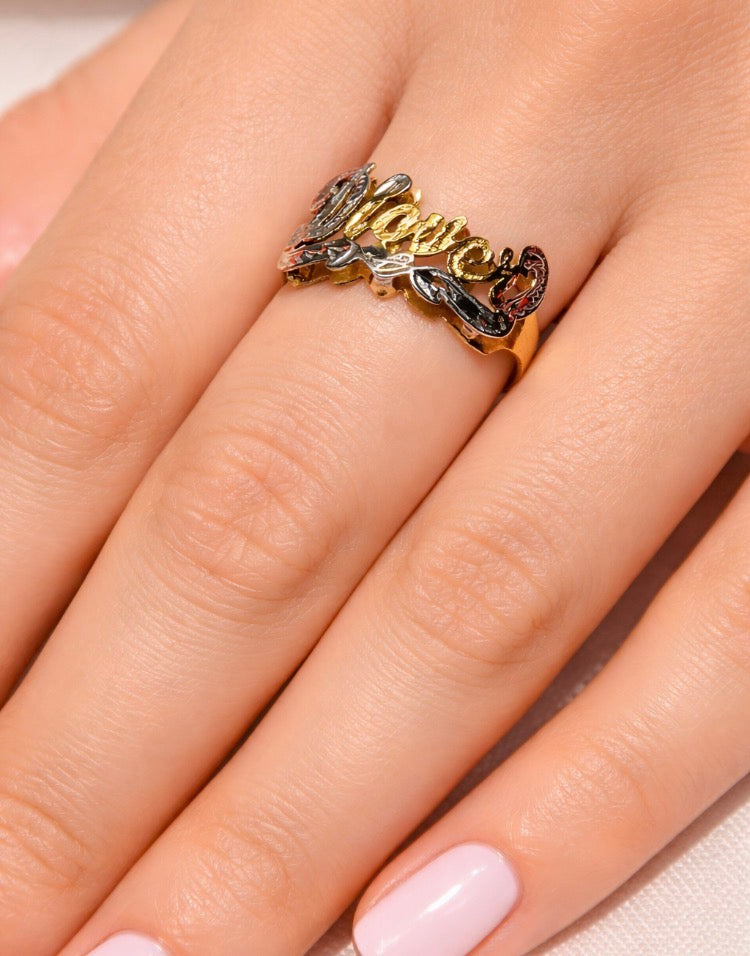 Personalized Name Ring (Round ) – Custom Gold Name Ring for Women