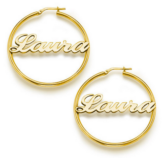 Custom name hoop earrings for women