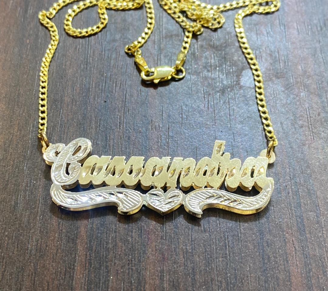 10K-14K Personalized Name Necklace 3D Double plated /M1