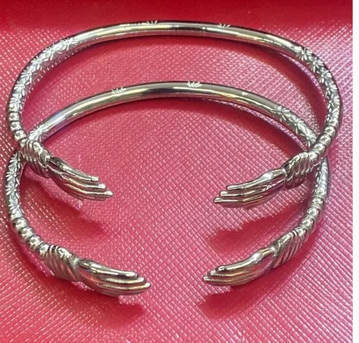 west indian bangles silver color never tarnish guarantee 7 to 7.5 inch wrist . hand