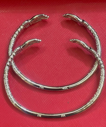 west indian bangles silver color never tarnish guarantee 7 to 7.5 inch wrist . hand