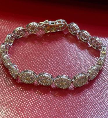 Women's Solid 925 Sterling Silver 7.5 Inch CZ Tennis Bracelet fancy /z1
