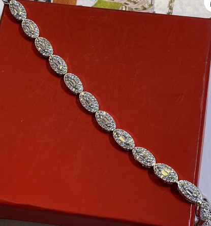 Women's Solid 925 Sterling Silver CZ Tennis Bracelet fancy /a1