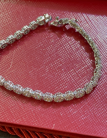 Women's Solid 925 Sterling Silver 7.5 Inch CZ Tennis Bracelet fancy /z2