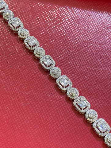 Women's Solid 925 Sterling Silver 7.5 Inch CZ Tennis Bracelet fancy /z3