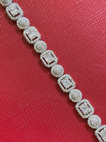 Women's Solid 925 Sterling Silver 7.5 Inch CZ Tennis Bracelet fancy /z3