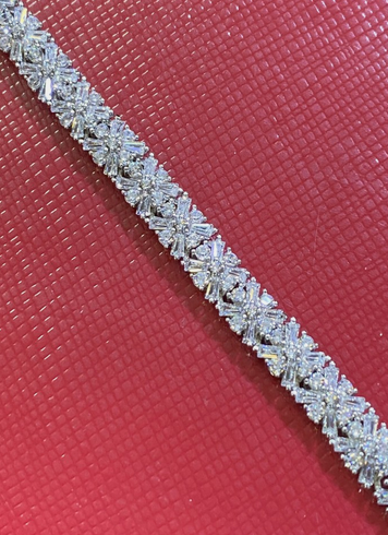 Women's Solid 925 Sterling Silver 7.5 Inch CZ Tennis Bracelet fancy /z5