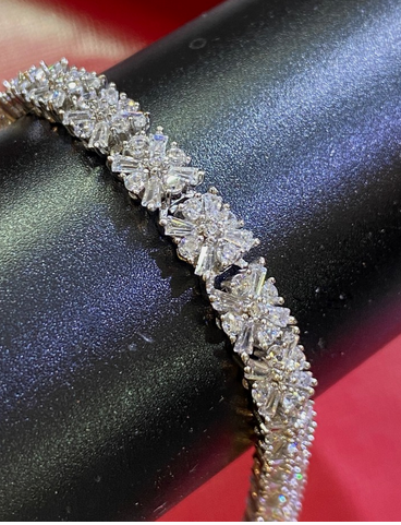 Women's Solid 925 Sterling Silver 7.5 Inch CZ Tennis Bracelet fancy /z5