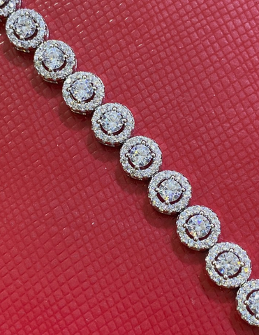 Women's Solid 925 Sterling Silver 7.5 Inch CZ Tennis Bracelet fancy /z6