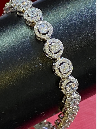 Women's Solid 925 Sterling Silver 7.5 Inch CZ Tennis Bracelet fancy /z6