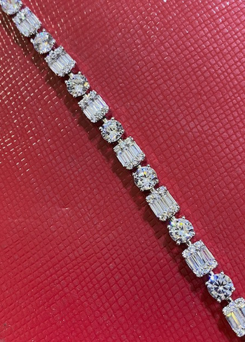 Women's Solid 925 Sterling Silver 7.5 Inch CZ Tennis Bracelet fancy /z7