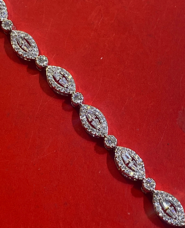 Women's Solid 925 Sterling Silver 7.5 Inch CZ Tennis Bracelet fancy /x1